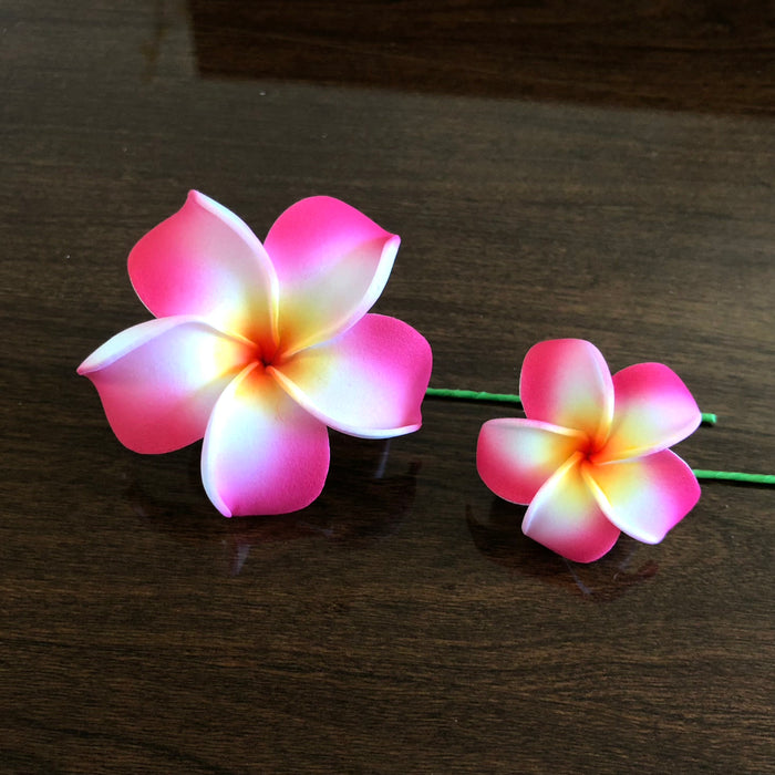 2.5" Fuchsia Pink Plumeria Flower