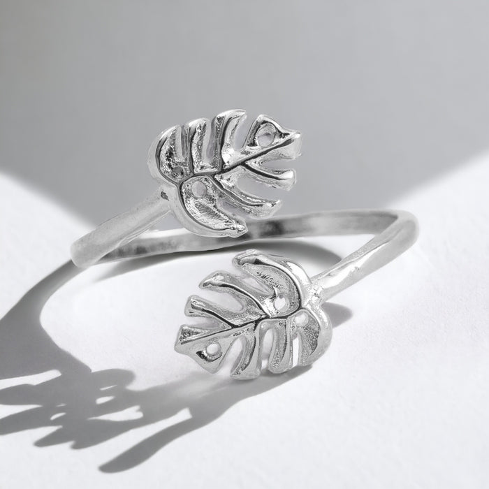 Silver Monstera Leaf Ring