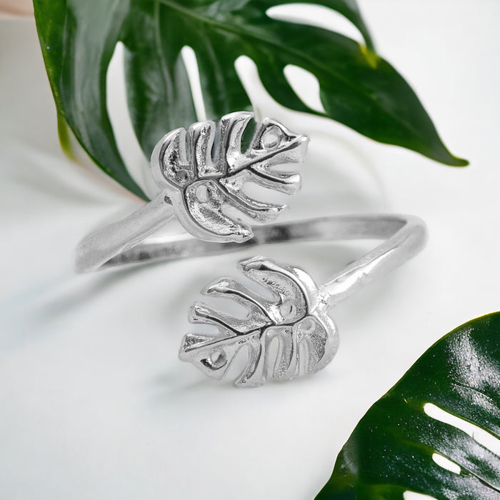 Silver Monstera Leaf Ring