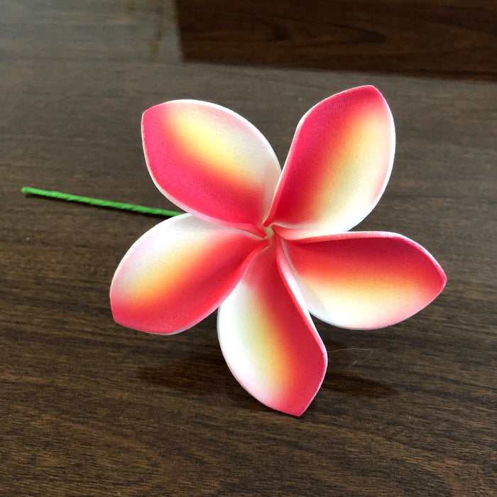 3" Red Yellow Plumeria Foam Flower