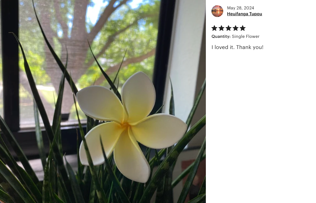 3" White and Yellow Plumeria Foam Flower