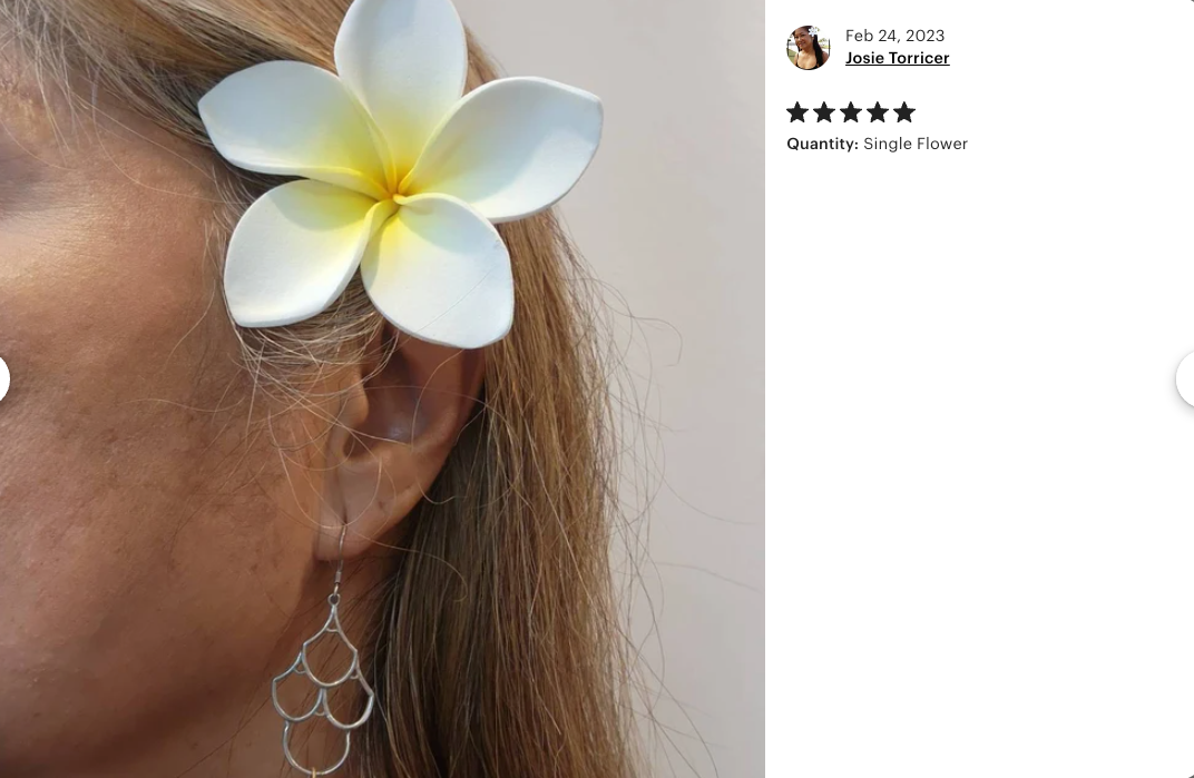 3" White and Yellow Plumeria Foam Flower