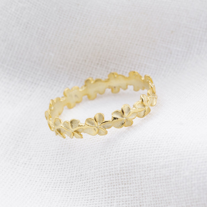 Gold Plumeria Flower Band Ring