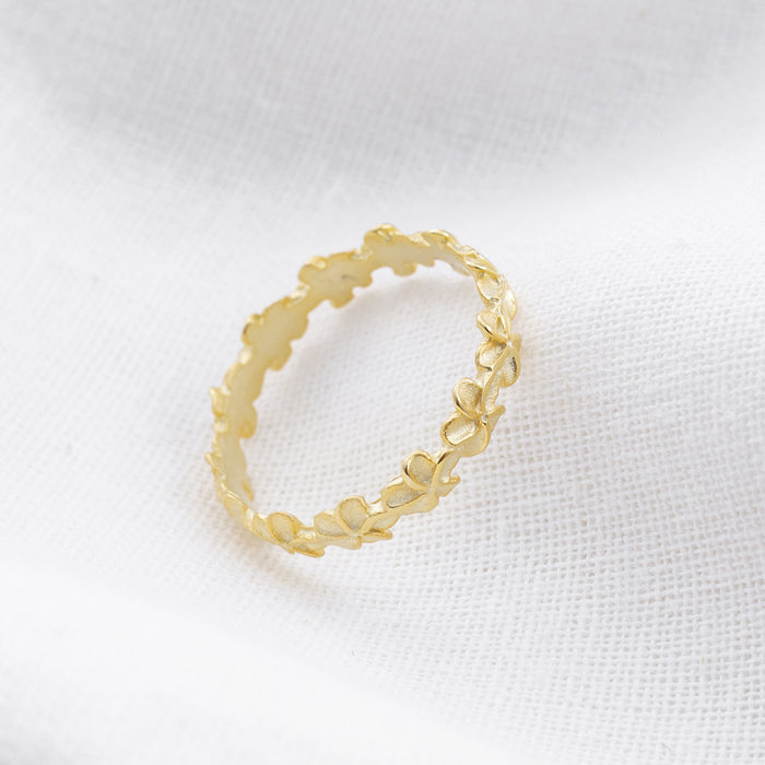 Gold Plumeria Flower Band Ring