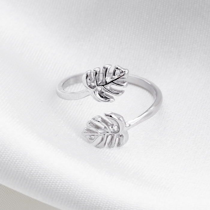 Silver Monstera Leaf Ring