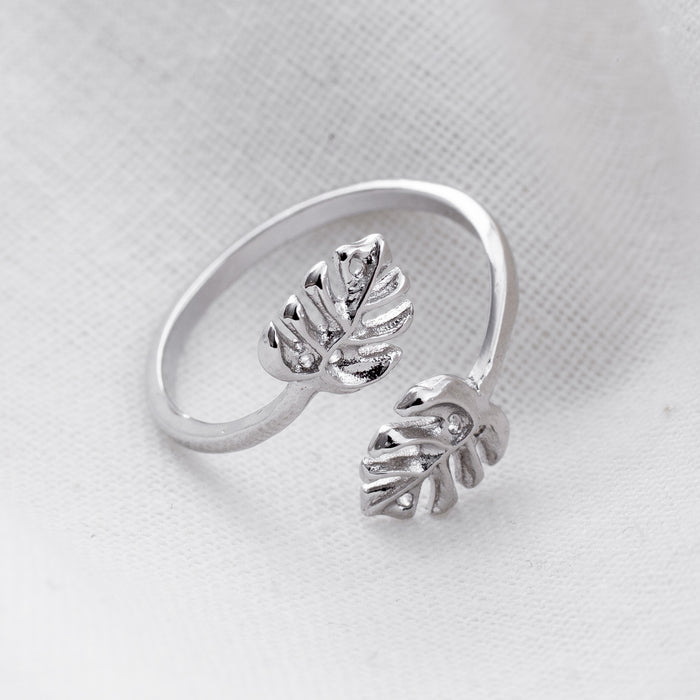 Silver Monstera Leaf Ring