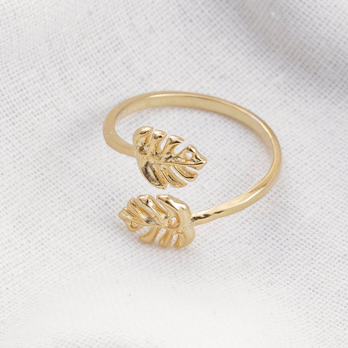 Gold Monstera Leaf Ring