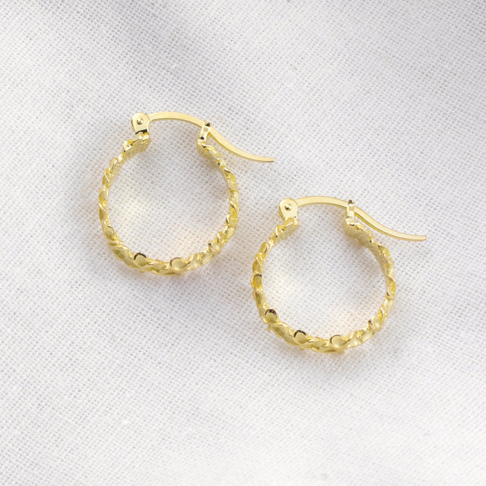 Gold Plumeria Flower Hoop Earrings