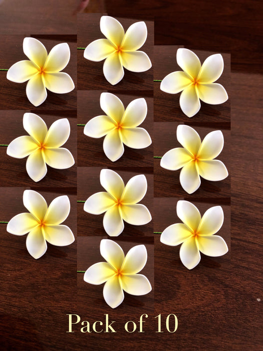 3" White and Yellow Plumeria Foam Flower