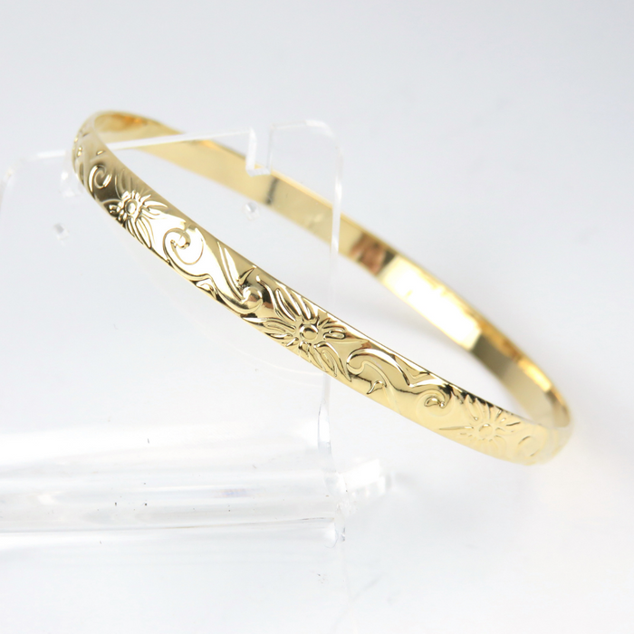 5mm Hawaiian Heirloom Design Gold Bangle