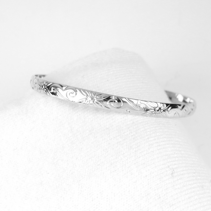 5mm Hawaiian Heirloom Design Silver Bangle