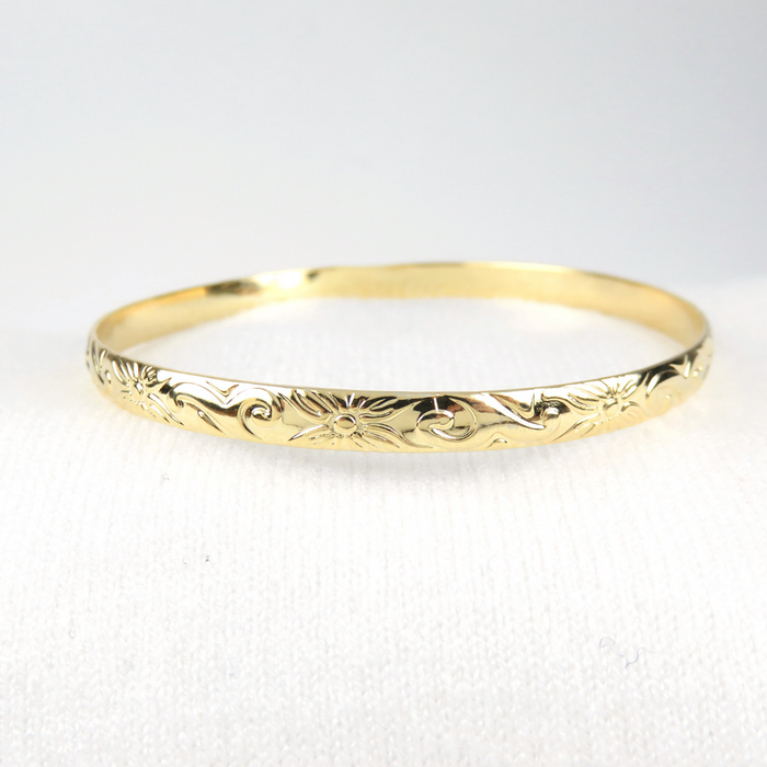 5mm Hawaiian Heirloom Design Gold Bangle