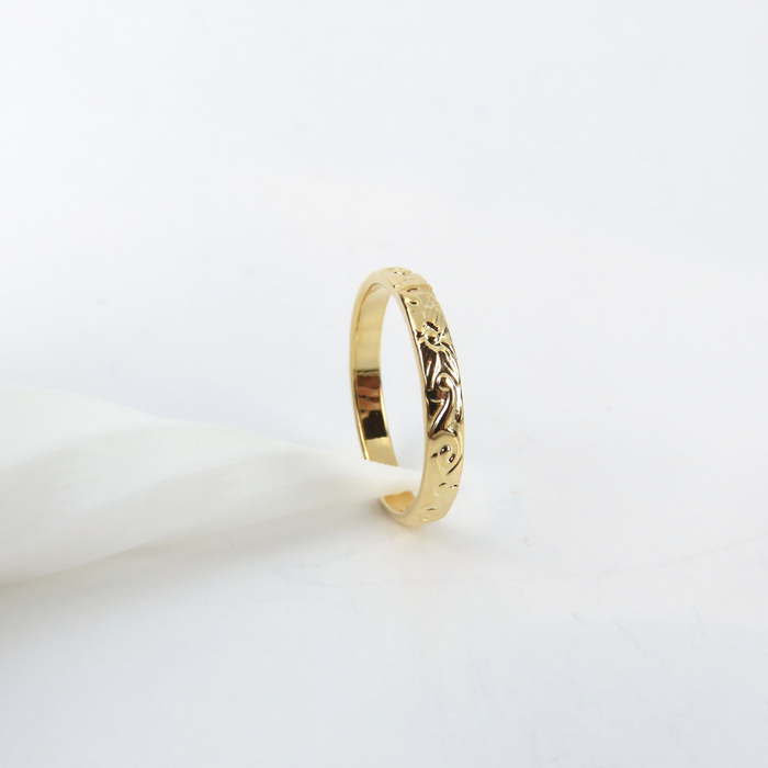 3mm Hawaiian Heirloom Design Gold Ring