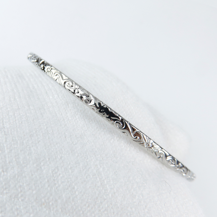 3mm Hawaiian Heirloom Design Silver Bangle