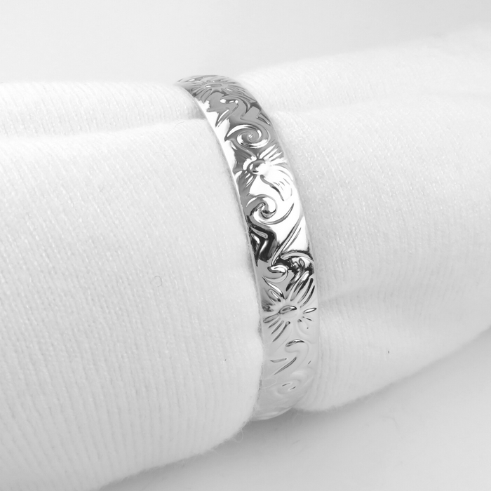 10mm Hawaiian Heirloom Design Silver Bangle