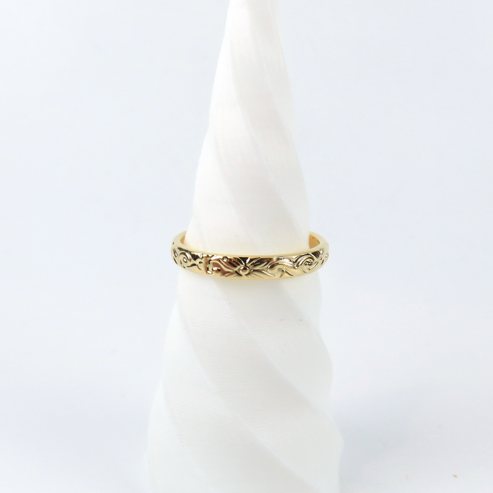 3mm Hawaiian Heirloom Design Gold Ring