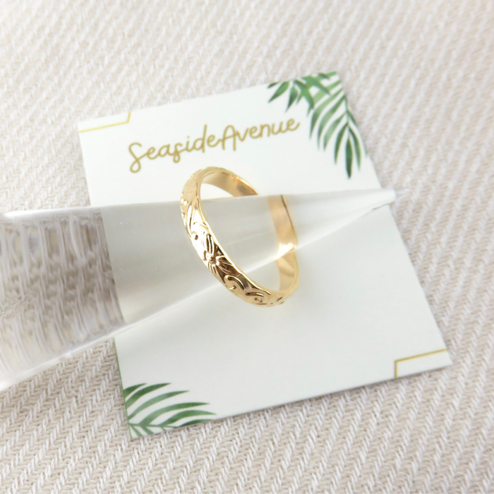 3mm Hawaiian Heirloom Design Gold Ring