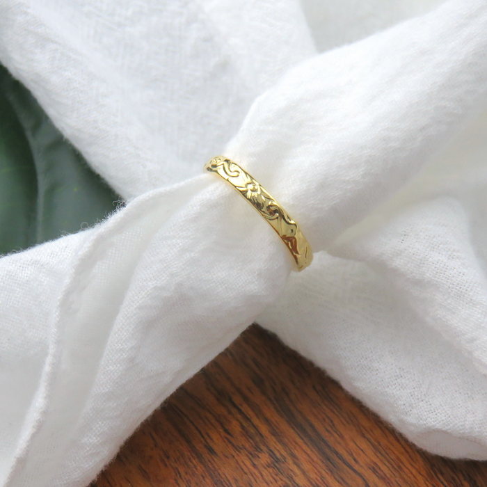 3mm Hawaiian Heirloom Design Gold Ring