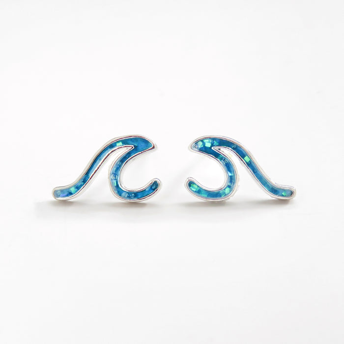 Blue Simple Wave Stud Earrings