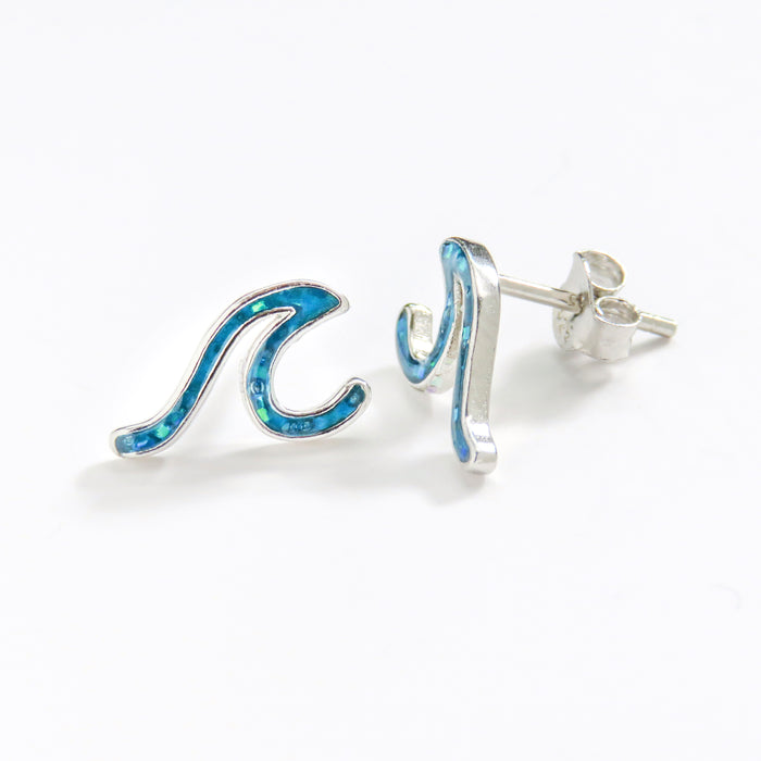 Blue Simple Wave Stud Earrings