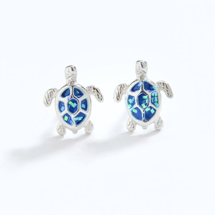 Mini Blue Sea Turtle Stud Earrings