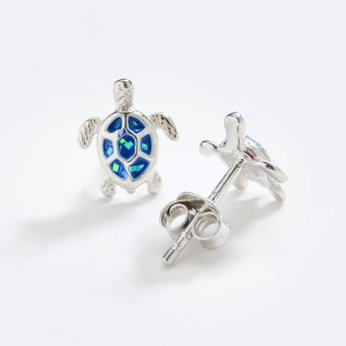 Mini Blue Sea Turtle Stud Earrings