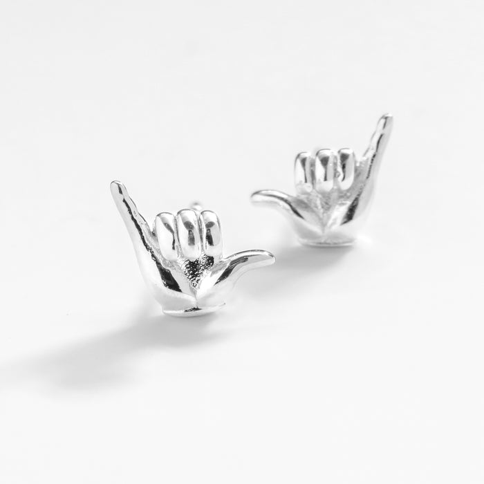 Hawaiian Hang Loose Shaka Stud Earrings