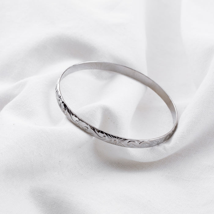 5mm Hawaiian Heirloom Design Silver Bangle