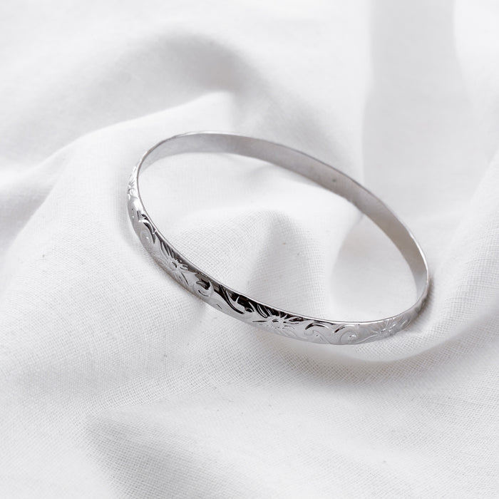 5mm Hawaiian Heirloom Design Silver Bangle