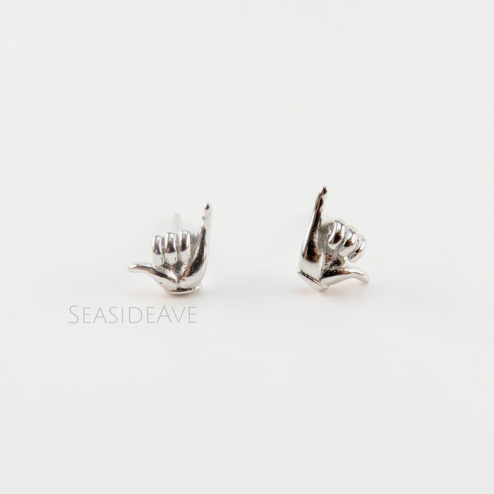 Hawaiian Hang Loose Shaka Stud Earrings