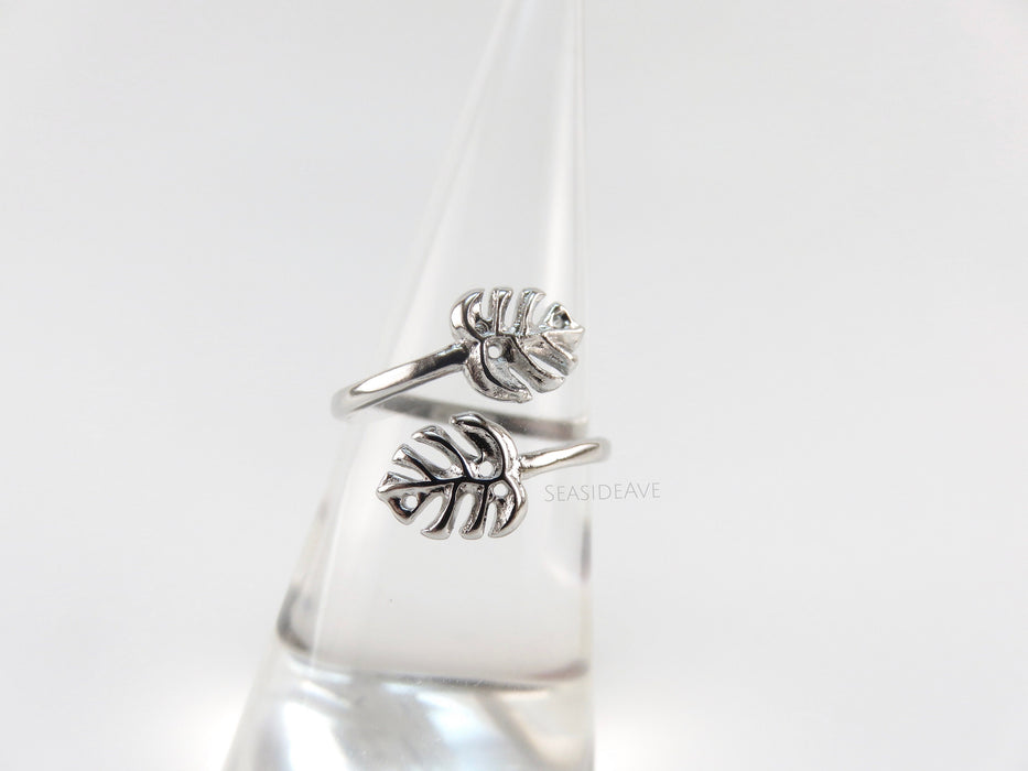 Silver Monstera Leaf Ring