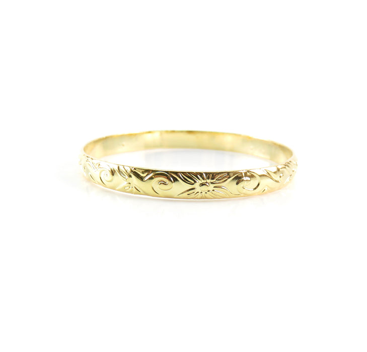 5mm Hawaiian Heirloom Design Gold Baby Bangle