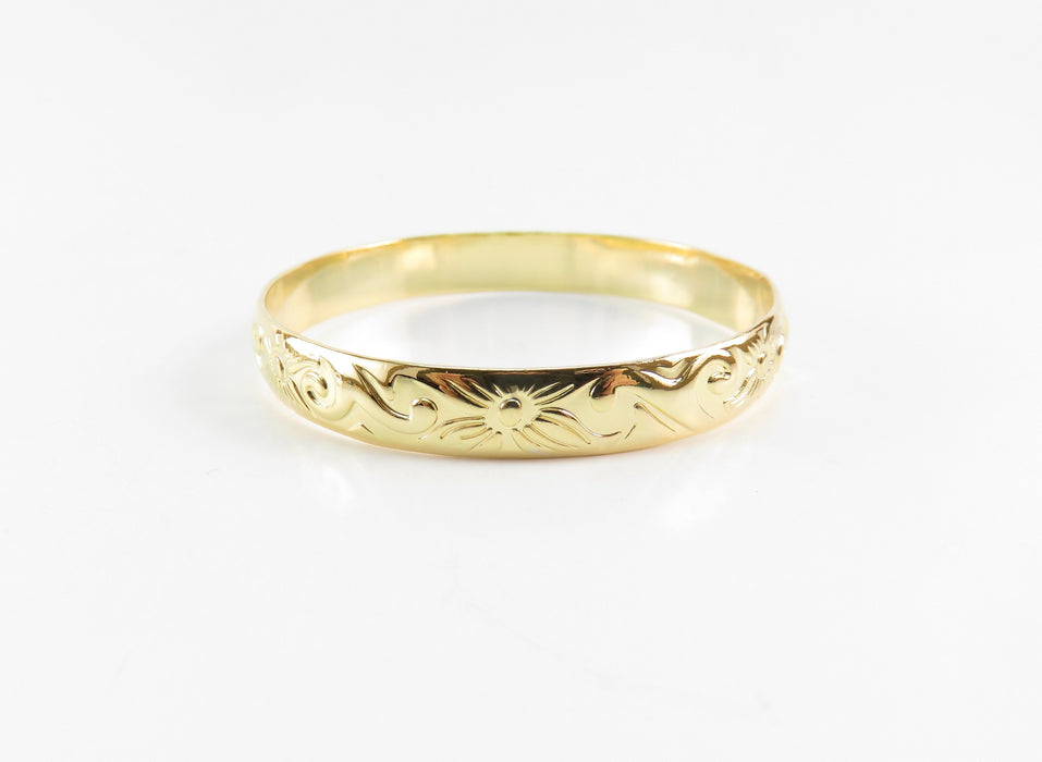 7mm Hawaiian Heirloom Design Gold Baby Bangle