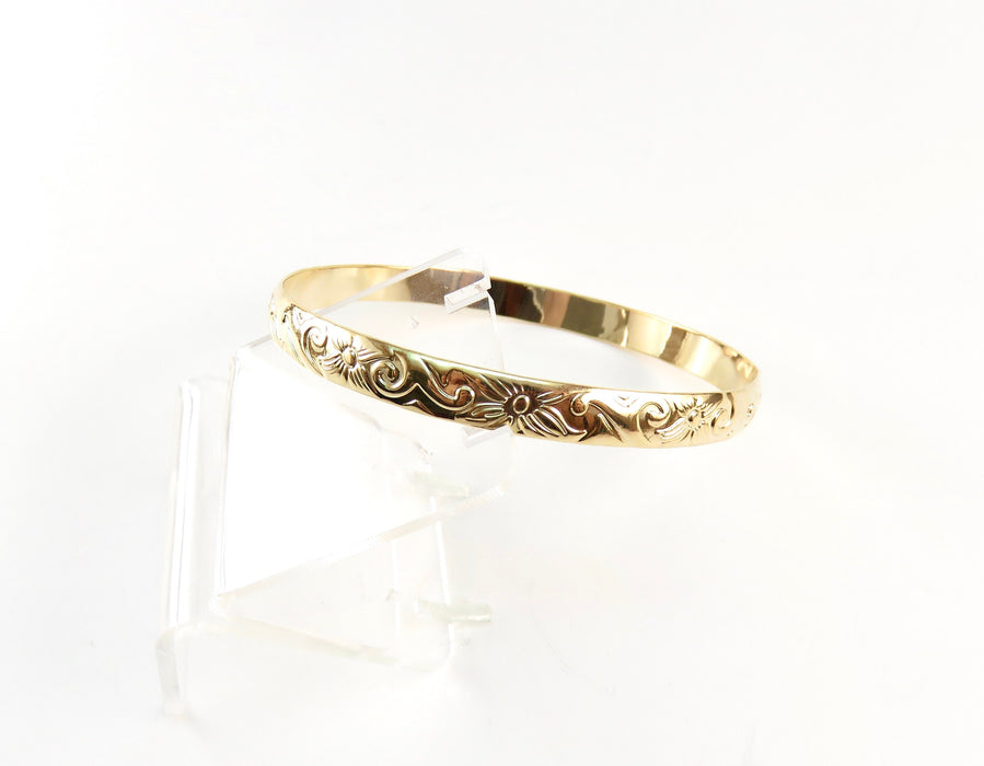 7mm Hawaiian Heirloom Design Gold Bangle