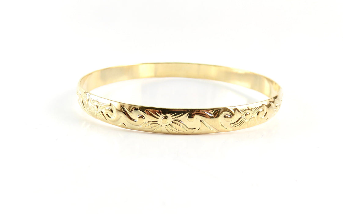 7mm Hawaiian Heirloom Design Gold Bangle