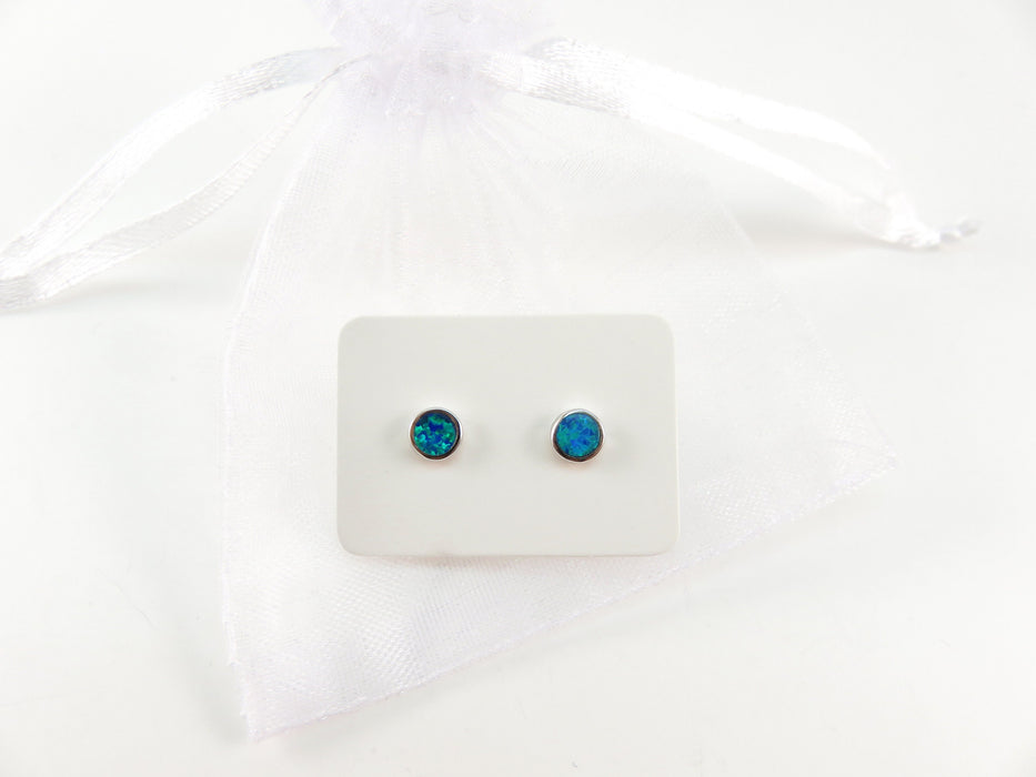 5mm Opal Round Stud Earrings