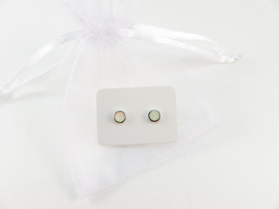 5mm Opal Round Stud Earrings