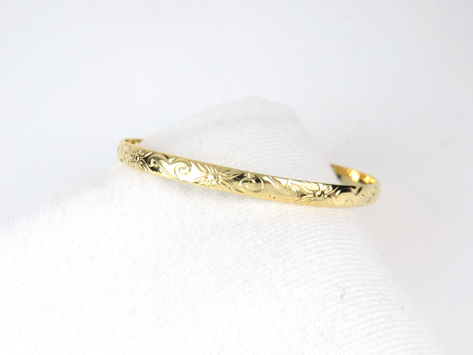 5mm Hawaiian Heirloom Design Gold Bangle