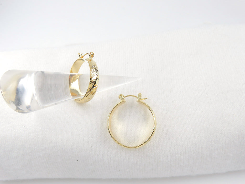 5mm Hawaiian Heirloom Design Hoop Earrings