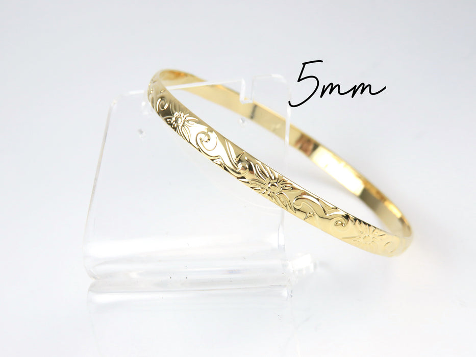 5mm Hawaiian Heirloom Design Gold Bangle