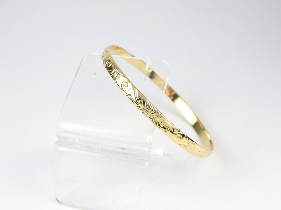 5mm Hawaiian Heirloom Design Gold Bangle