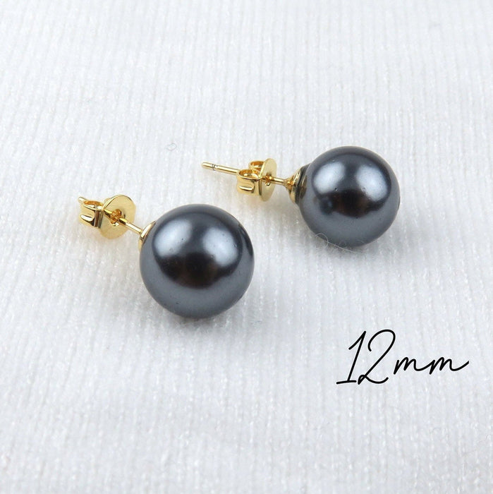 Black Tahitian Shell Pearl Stud Earrings