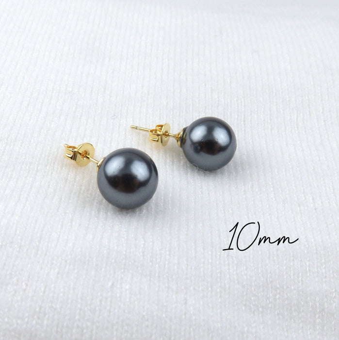 Black Tahitian Shell Pearl Stud Earrings