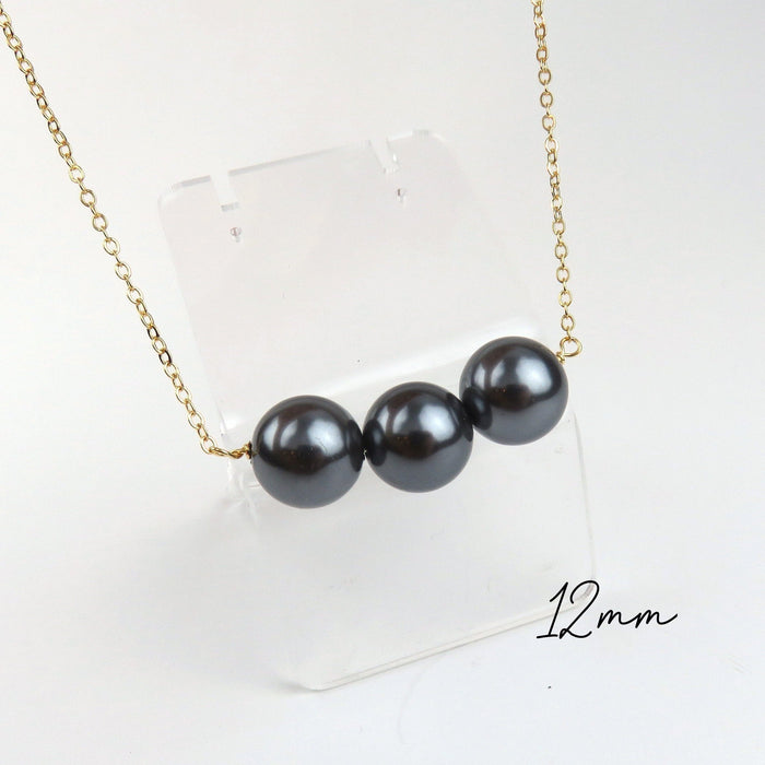 Large 12mm Black Tahitian Shell Pearl Necklace