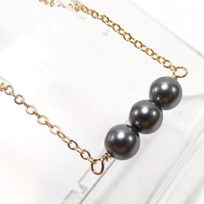 Small 6mm Triple Black Tahitian Shell Pearl Necklace