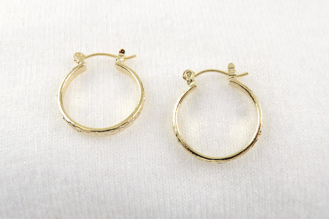 3mm Hawaiian Heirloom Design Hoop Earrings