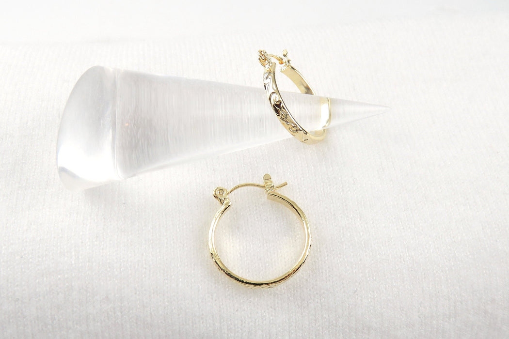 3mm Hawaiian Heirloom Design Hoop Earrings