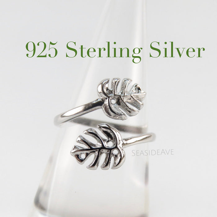 Silver Monstera Leaf Ring