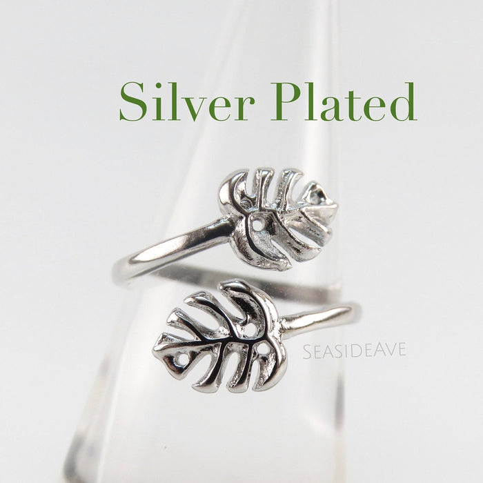 Silver Monstera Leaf Ring