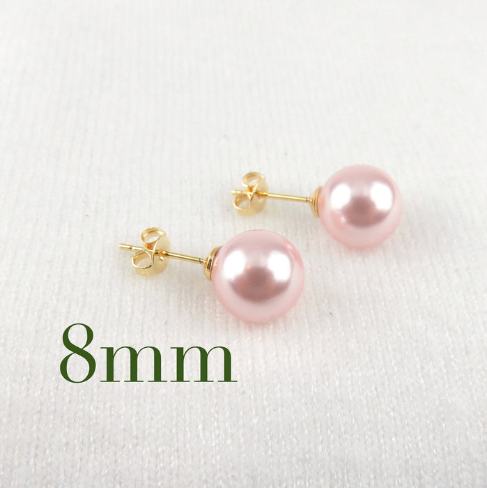 Pink Pearl Stud Earrings